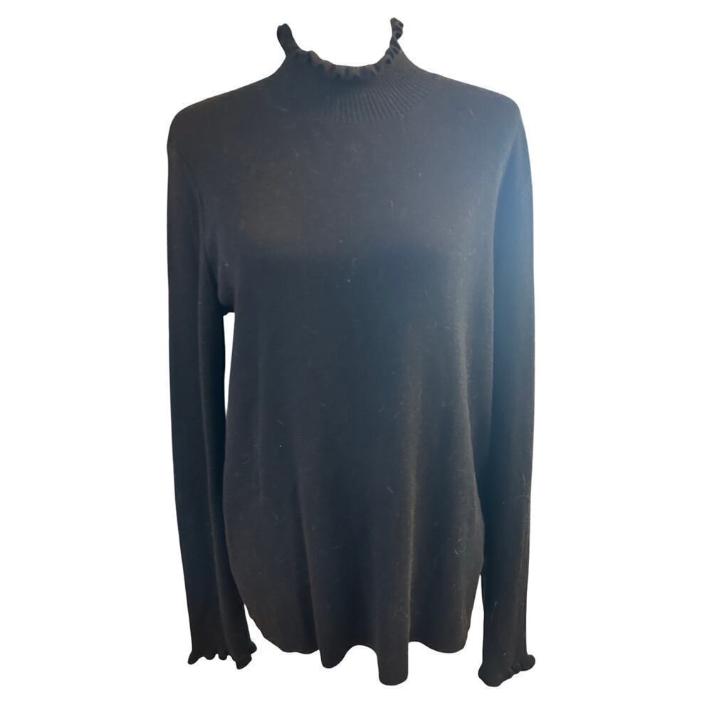 WHO WHAT Wear  NWT RUFFLED MOCK NECK KNIT TOP WOMENS 2X